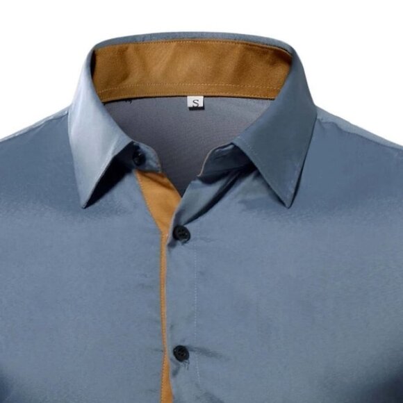 Grey Mens Button Up Tee Shirt - Picture 5 of 7